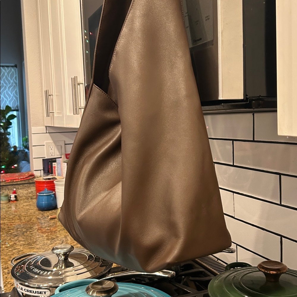 Quince Dark Brown Leather Shoulder Hobo Bag - Picture 6 of 13